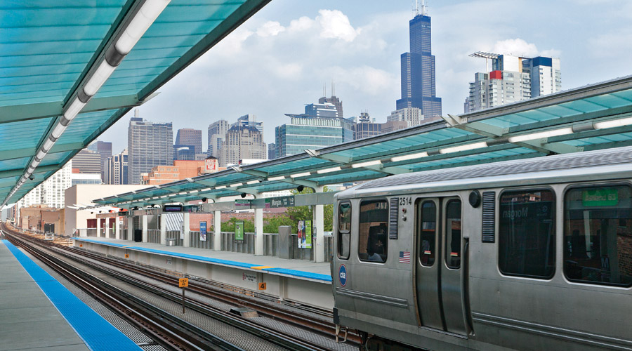Chicago Metro Transportation platform featuring Kenall TES5 light fixtures