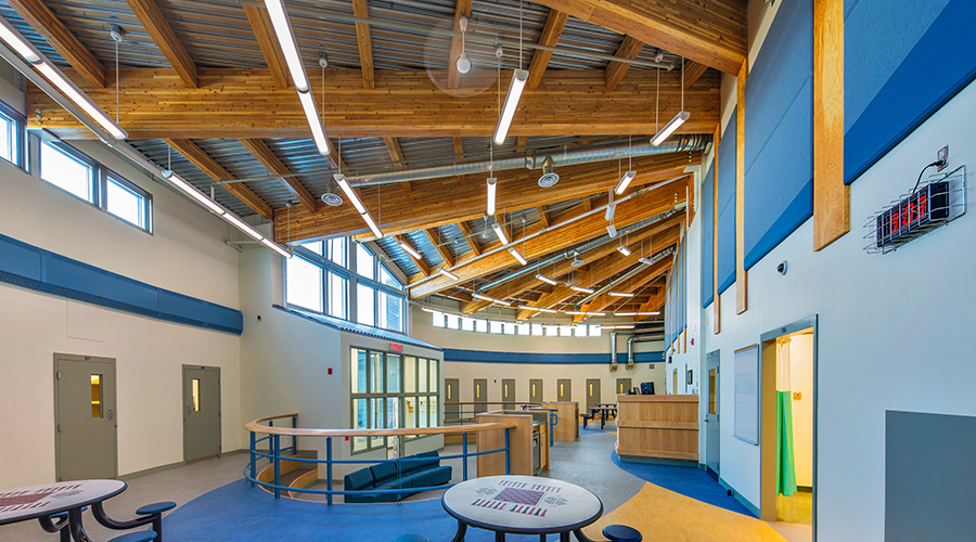 Correctional Behavioral Health Lighting featuring prison dayroom