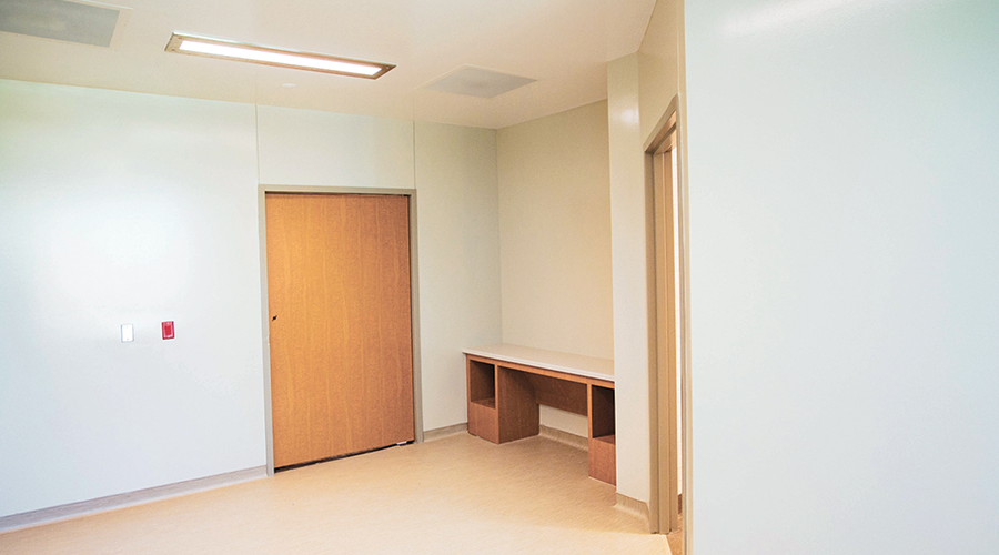 Kenall Mighty Mac RMCA fixture in room of Faith Regional Behavioral Health Unit