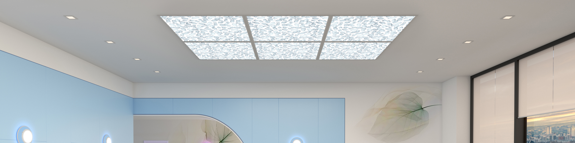 CS44 Troffers with iMAGINE graphics in patient waiting room